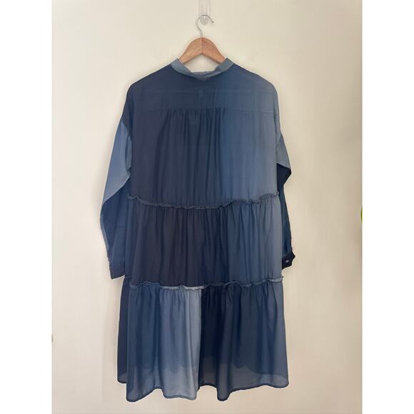 Johnny Was Pete & Greta Silk Tiered Long Sleeve Baby Doll Midi Dress, Small - Picture 7 of 8